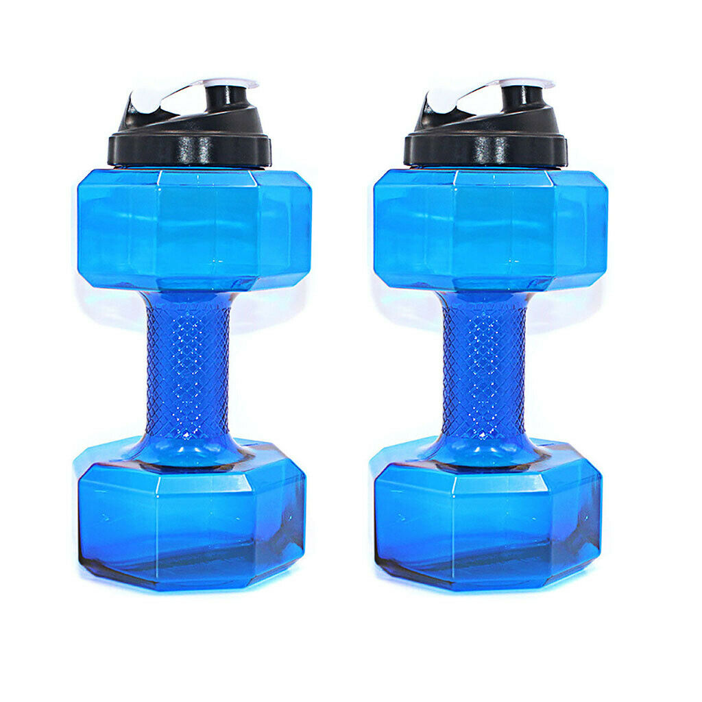 2pcs 2.2L Dumbbell Transparent  Cup Exercise Water Workout Bottle Fitness Gym