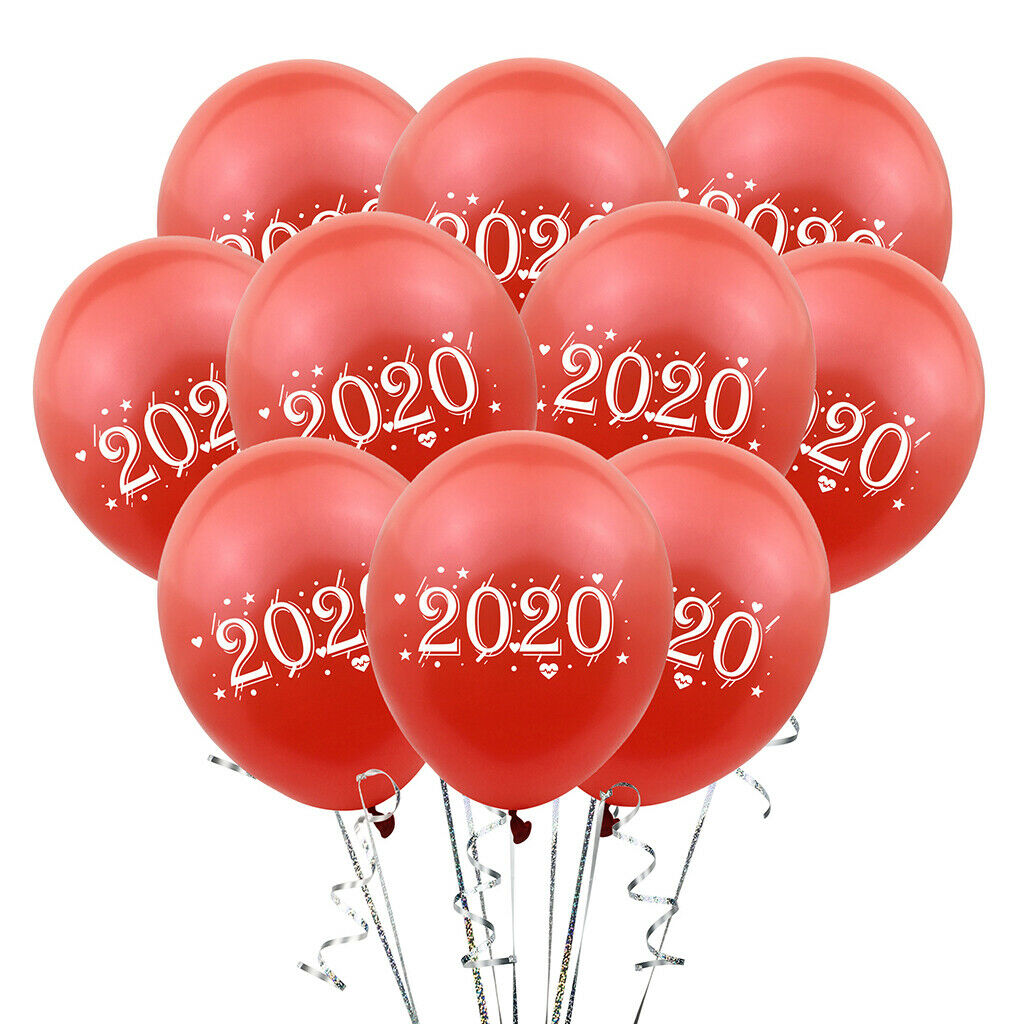 10 Pieces 2020 New Year Balloon Party Decorations Photo Prop Red