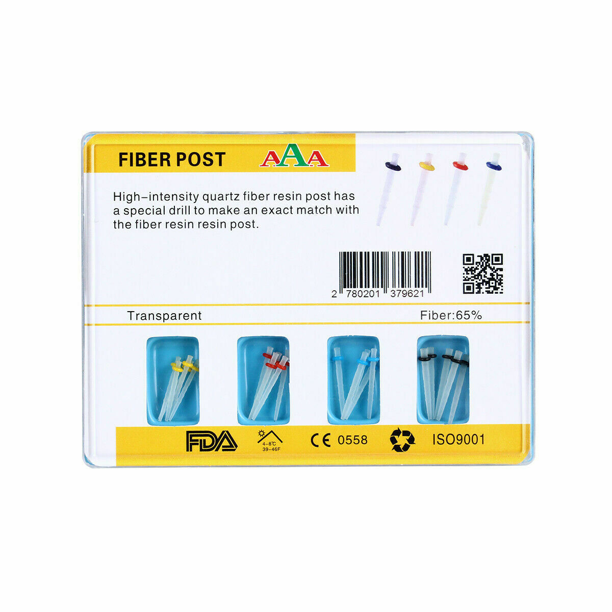 20 Pqts Dental AAA Tornillo de Resina de Poste de Fibra Alta Intensidad Hilo V