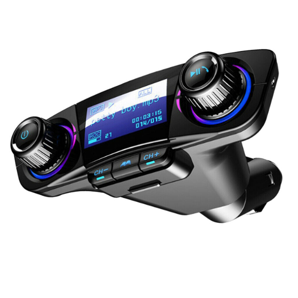 Black Car Bluetooth FM Transmitter Adapter Dual USB Charger Audio Speaker