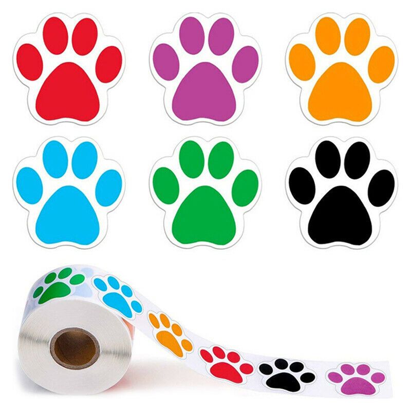 500x Dog Cat Bear Paw Labels Stickers of 6 Colors Sealing Label Decorative# SJ