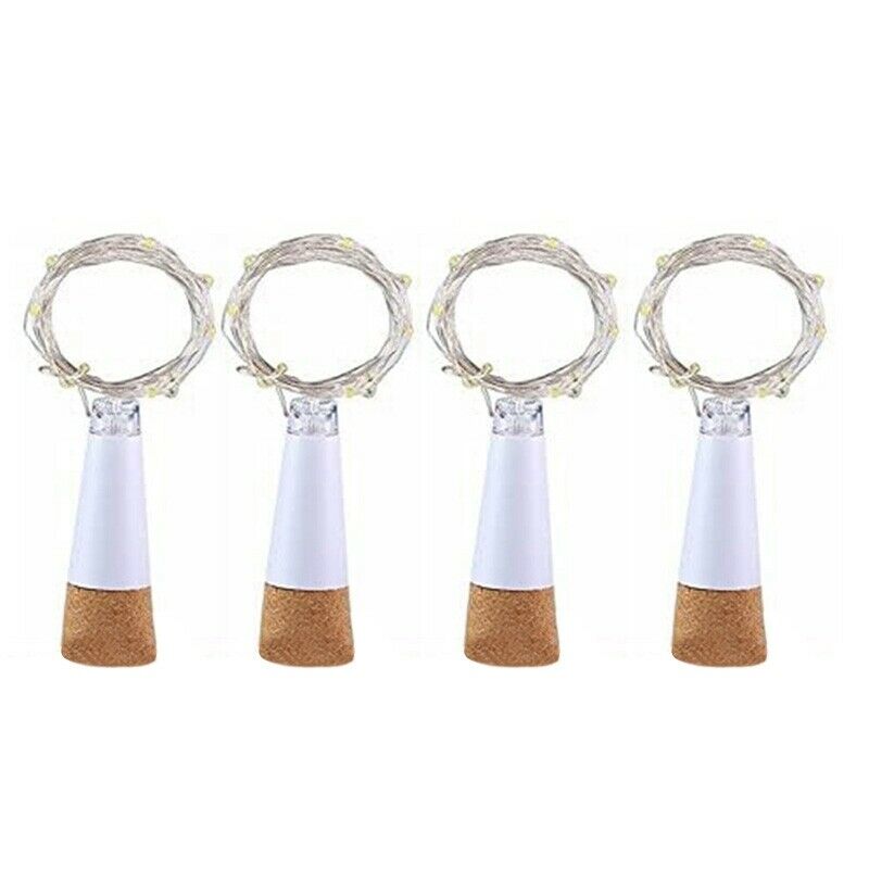 4X(4 St Led Wine Bottle with Cork 20 LED Bottle Lights Battery Cork K2K9)