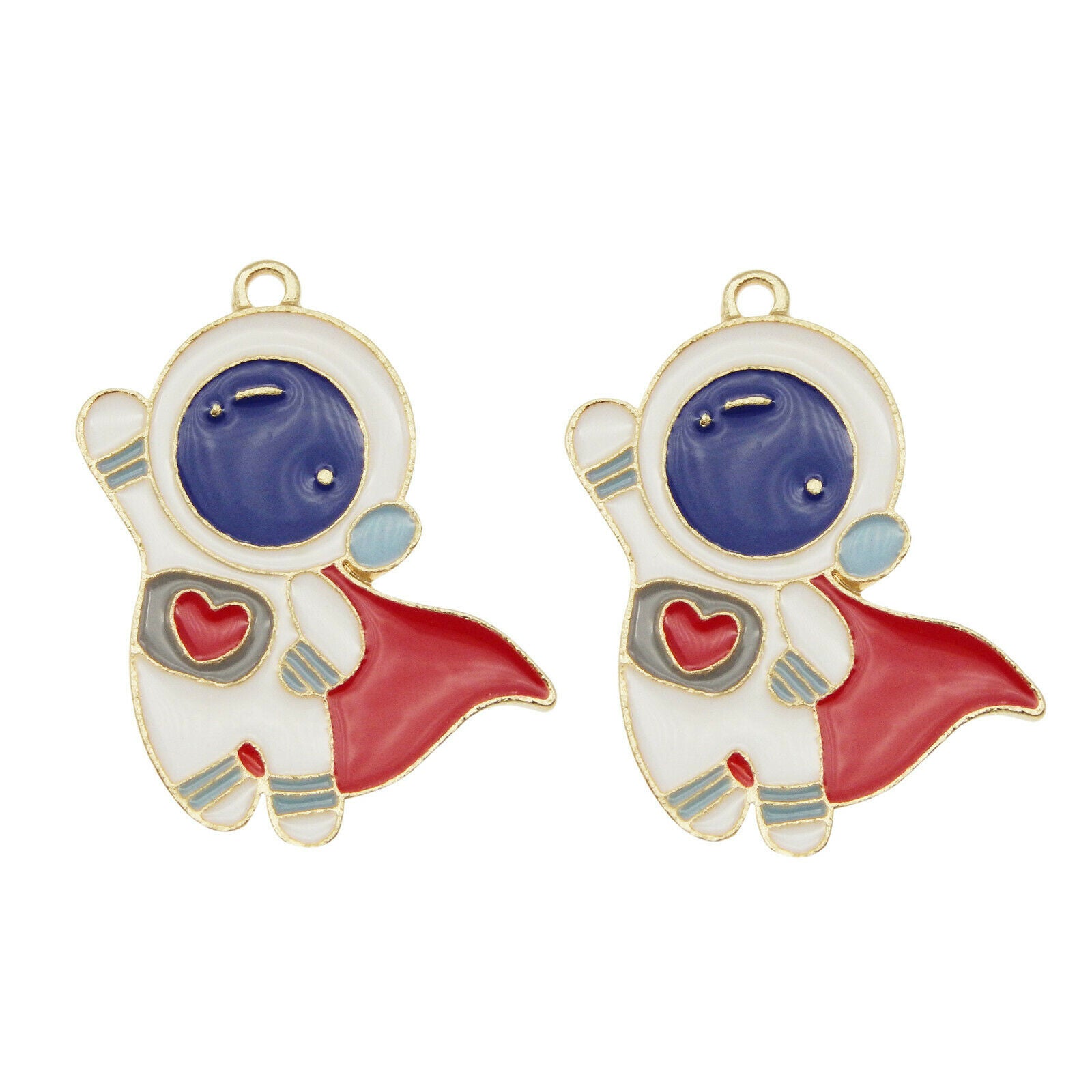 Wholesale Enamel 32x25mm Red Cloak Astronaut Pendant Charms Earring Bracelet 8pc
