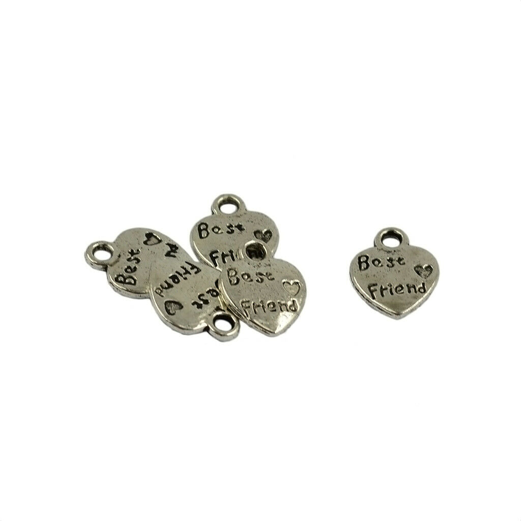 50 pcs. Heart shape charm pendants "Best Friend" pendants for necklace - DIY