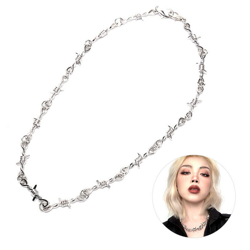 Punk Women Men Thorns Chain Pendant Choker Necklace Hip Hop Jewelry Gift .l8
