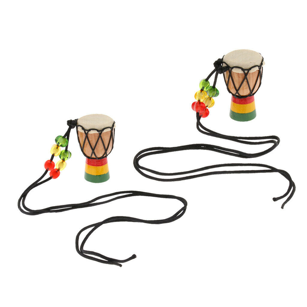 Wooden Mini Classic Drummer Djembe Percussion African Hand Drum Pendant B