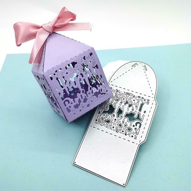 Birthday Gift Box Metal Cutting Dies Stencil Scrapbooking DIY Album Stamp Paper