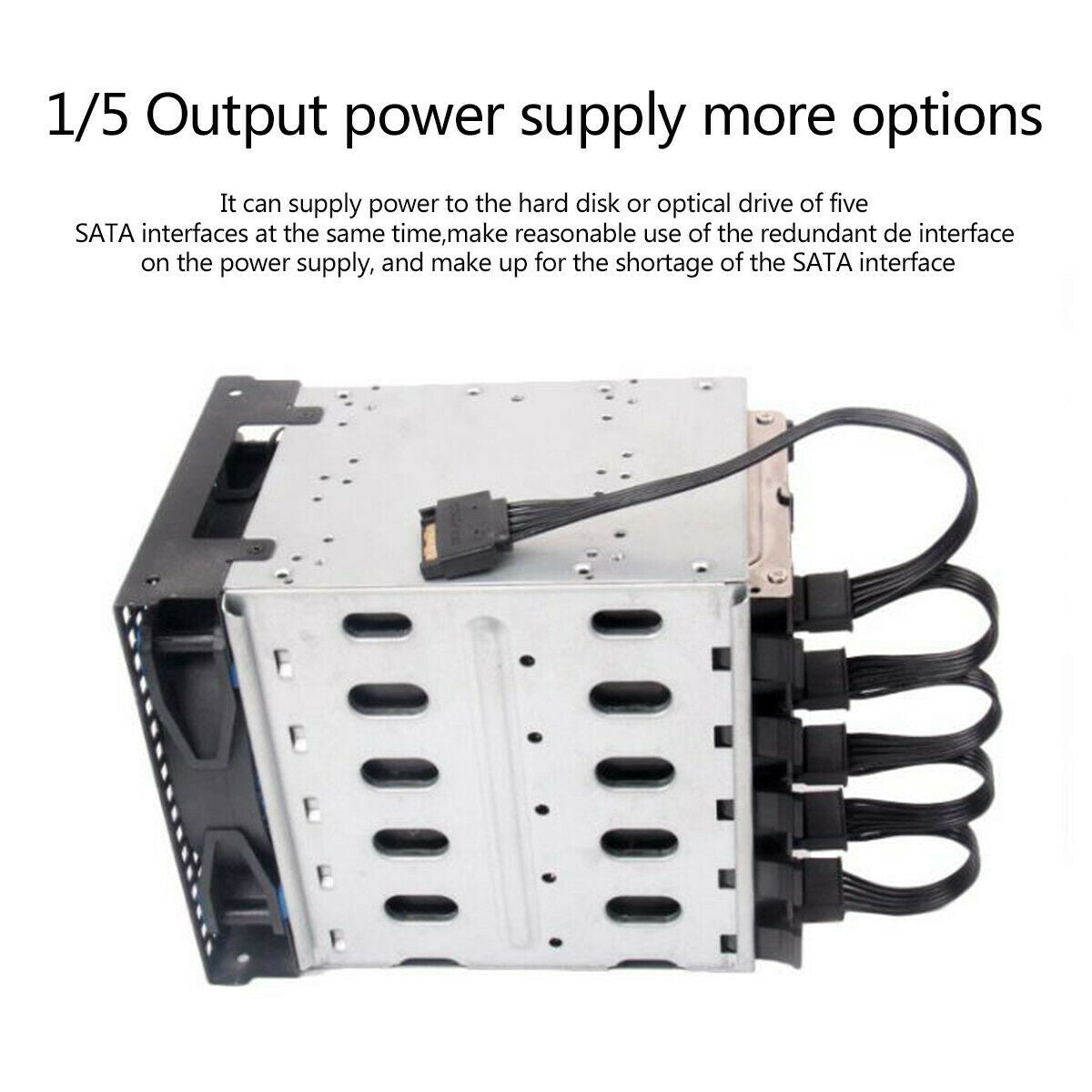 SATA Power 15 Pin 1 Male To 5 Female Splitter Hard Drive Adapter Cable HDD SSD