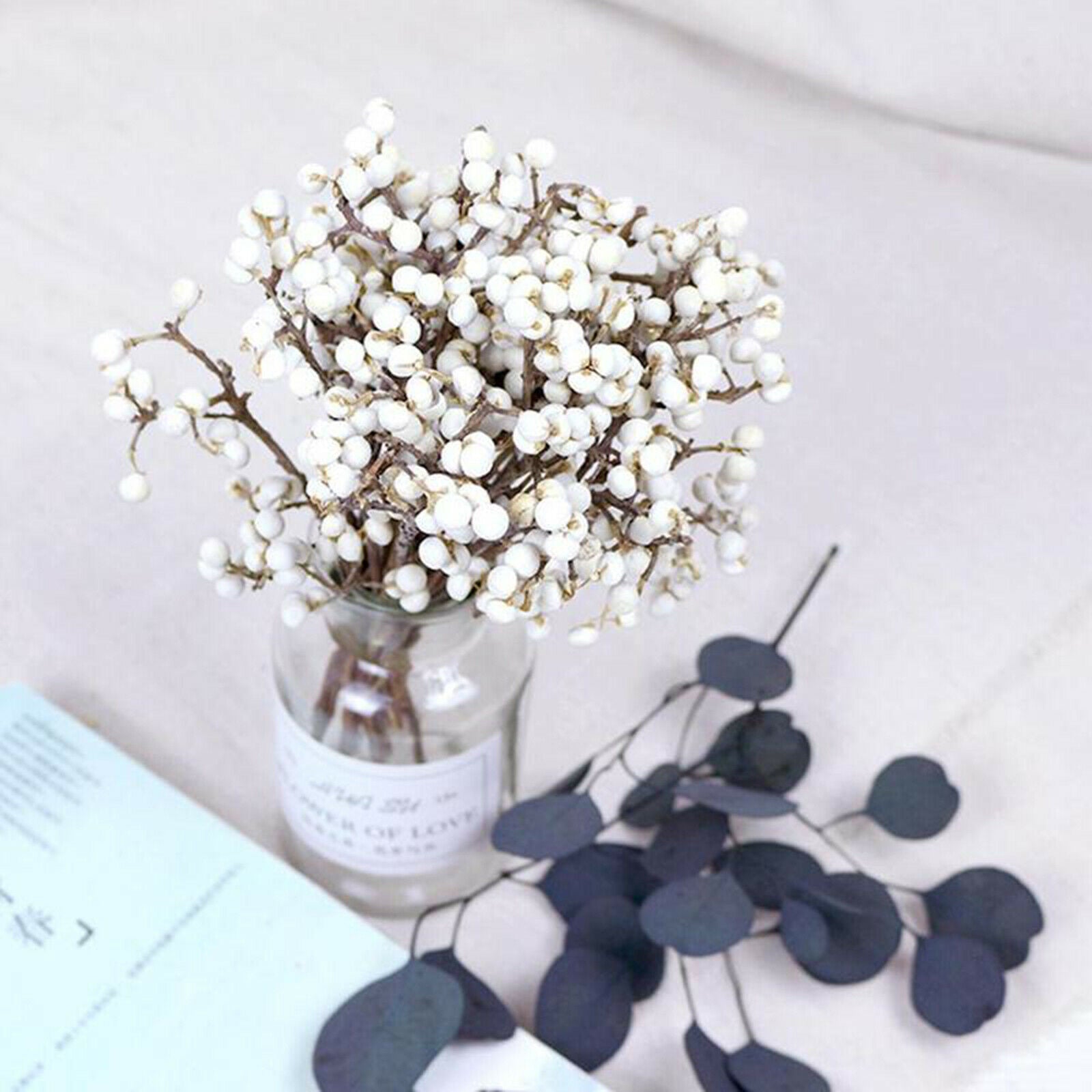 Cotton Ball Stems Plants Branches Floral Arrangement Farmhouse Wedding Home