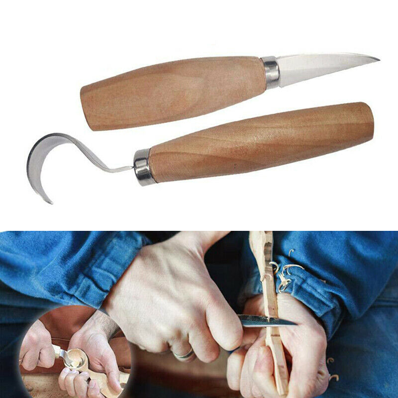 3x Wood Carving Tools Kit Hook Spoon Knives Peeling Whittling Beaver Craft Steel