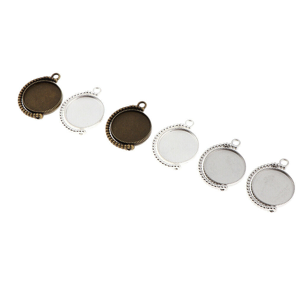 6 Pcs Blank Rotary Charm Pendant Base Settings Tray for