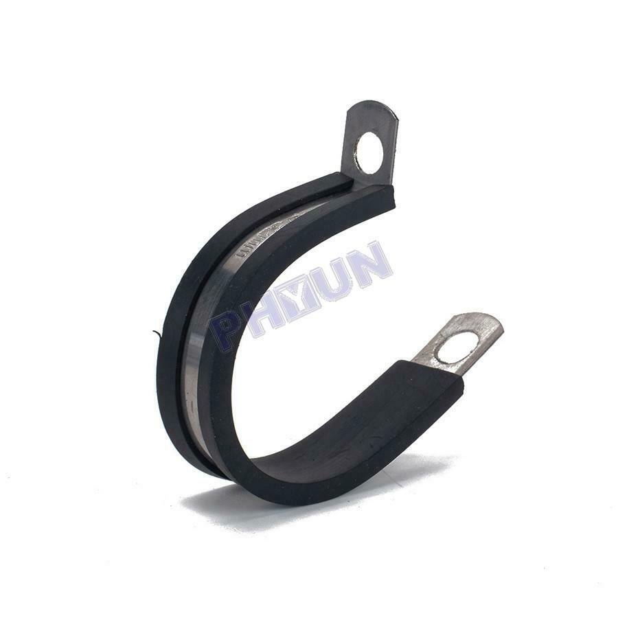 46x Stainless Steel Cable Clamp Rubber Cushioned Insulated Clamp for Tube Pipe