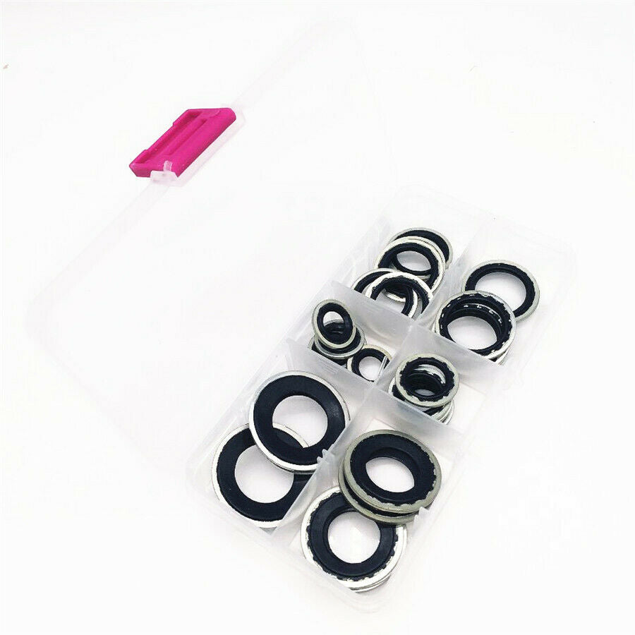 28 Pcs 6 Sizes Alloy Metal Air Conditioning Compressor Gaskets For R134a A/C