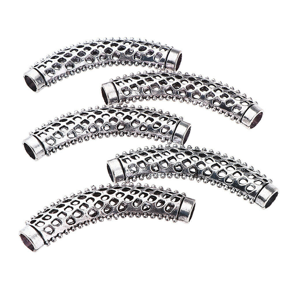 5Pcs Dreadlock Beads Braiding Jewelry Tubes Hair Pendants Ring Cuff 06