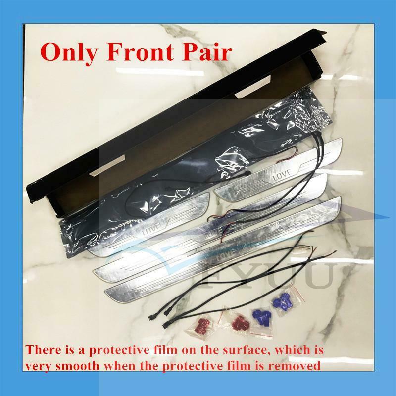 2PCS Blue LED Front Door Sill scuff Cover induction moving light Welcome lamp