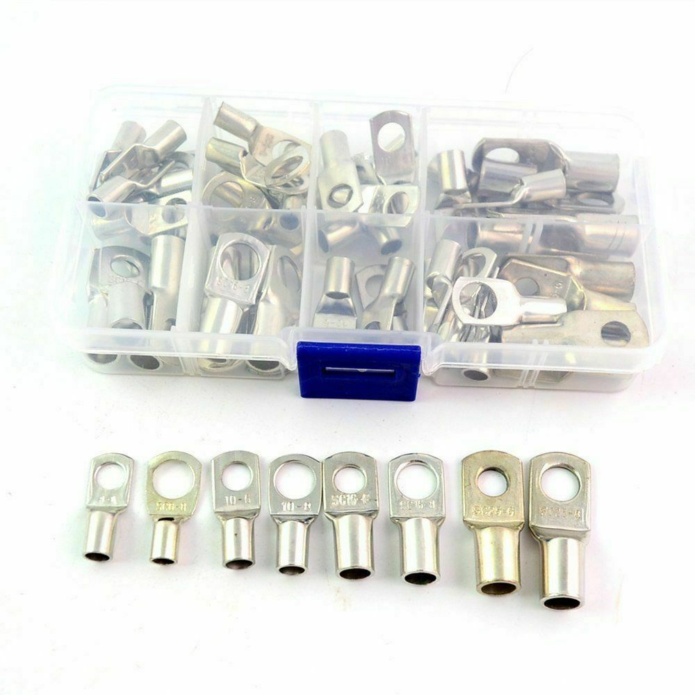 60PCS Wire Terminals SC Tinned Copper Lug Ring Wire Connectors Bare Terminals