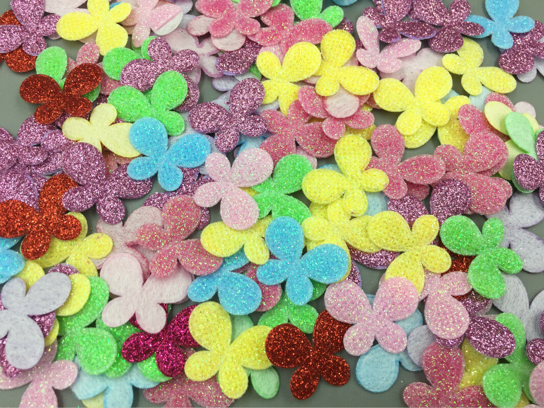 200pcs Mixed Plaid Sequins butterfly Felt Appliques crafts Sewing 25mm