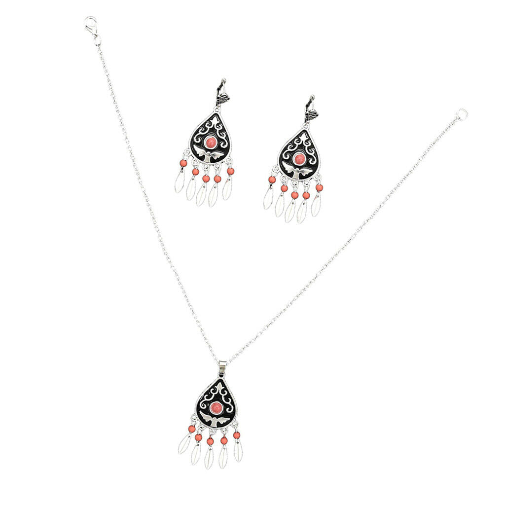 1 Set Bohemian Bead Tassel Necklace and Earring Sets Women Jewelry Set Type4