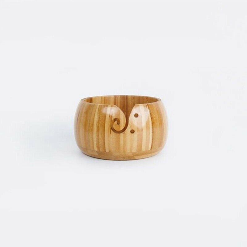 Yarn Bowl Handmade Crafted Bamboo Yarn Bowl with Removable Lid for Knitting S9Q9