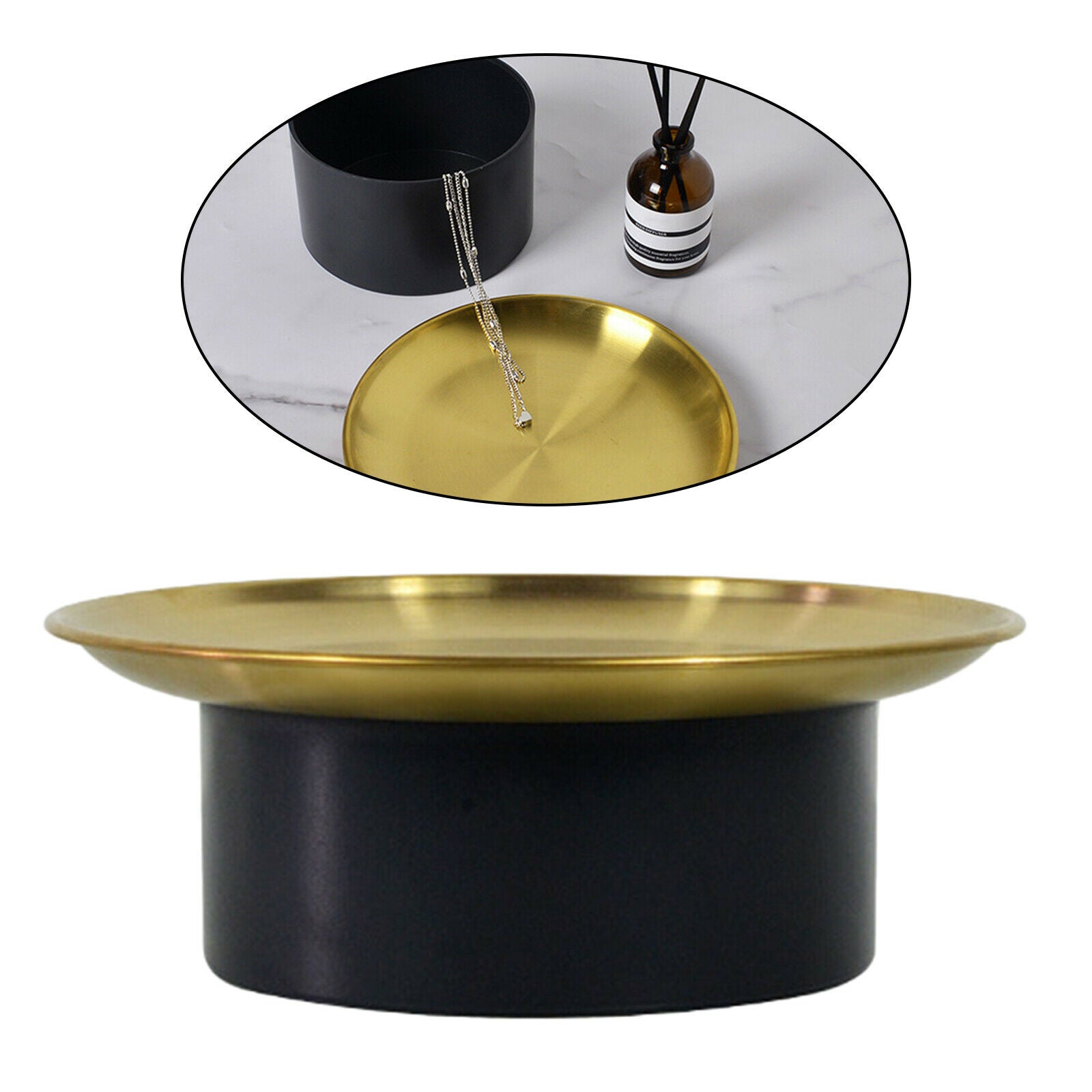 Storage Tray Lidded Cake Lipstick Jewelry Plate Countertop Gift Black Big