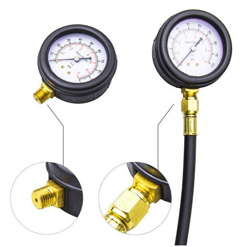 0-100PSI  0-7 bar Fuel Injection Pump Injector Tester Petrol Test Pressure Gauge