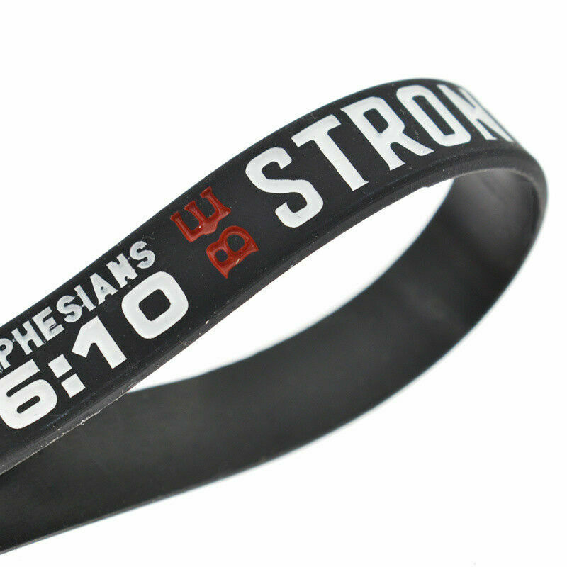 4Pcs Bible Verse Black Silicone Wristband Bracelet Unisex Rubber Bangle Fashion