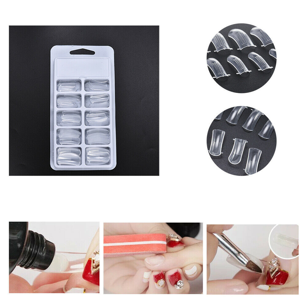 100 PCS DUAL NAIL ART SYSTEM FORM UV GEL ACRYLIC False TIPS Salon Tools US!