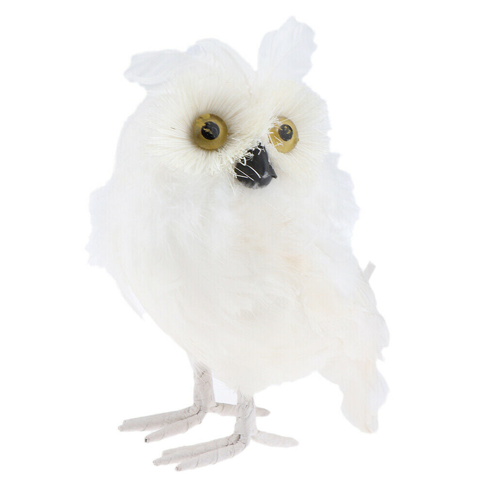 WHITE OWL CHRISTMAS ORNAMENT FURRY BIRD HOME GARDE DESK DECORATION ADORNMENT