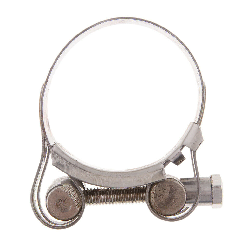2pc Stainless Steel Motorcycle Exhaust Silencer Link Pipe Hose Clamp 44-47mm