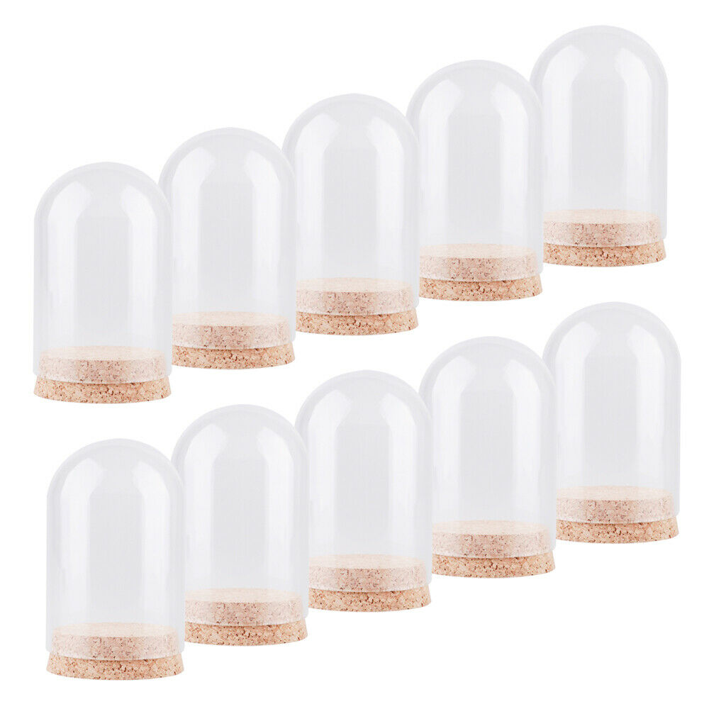 10Pcs Mini Glass Hemisphere Cover Dome Cabochon w/ Cork Table Decor Craft