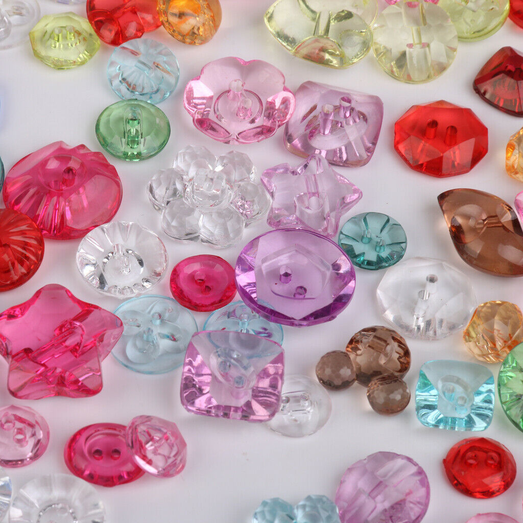 100x Mixed Acrylic Transparent DIY Sewing Buttons Scrapbooking Card Making
