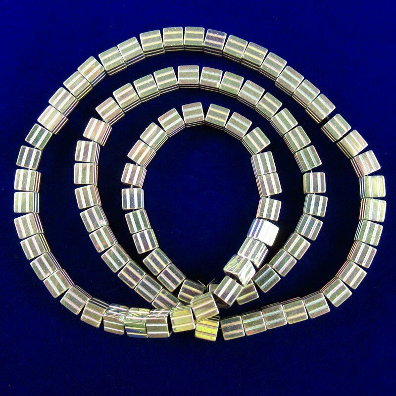 Light Rainbow Hematite Carved Cube Pendant Loose Bead 15.5 " 4x4x4mm A-378TS