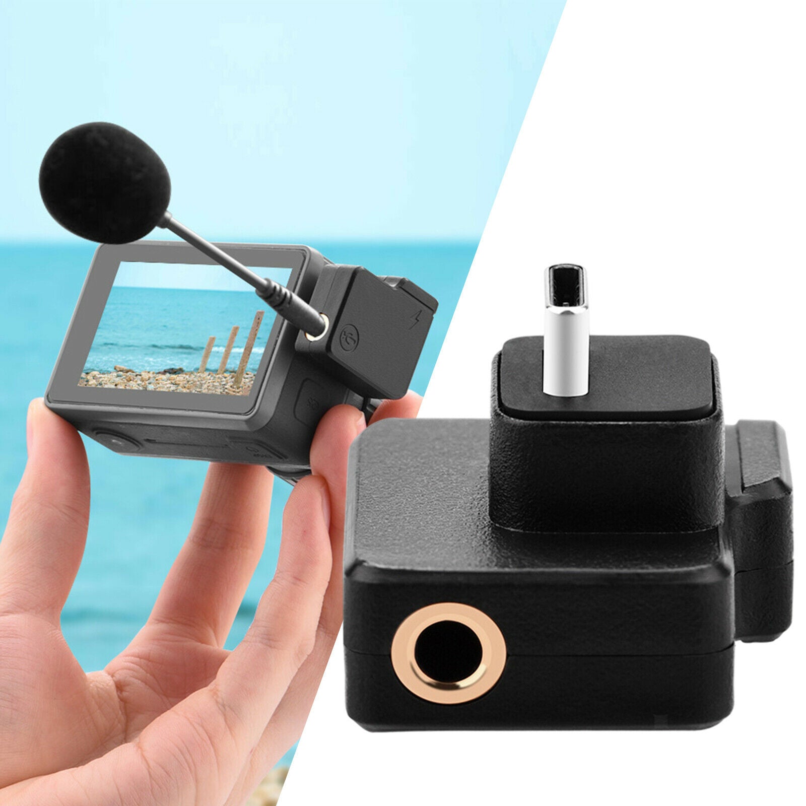Osmo Action Dual 3.5mm Mic Adapter, Made for Osmo Action, 3.5mm Microphones
