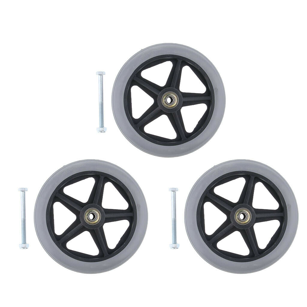 3Pc ABS Wheelchair Replacement Front Wheel 5/16" Castor Wheelchairs Supplies