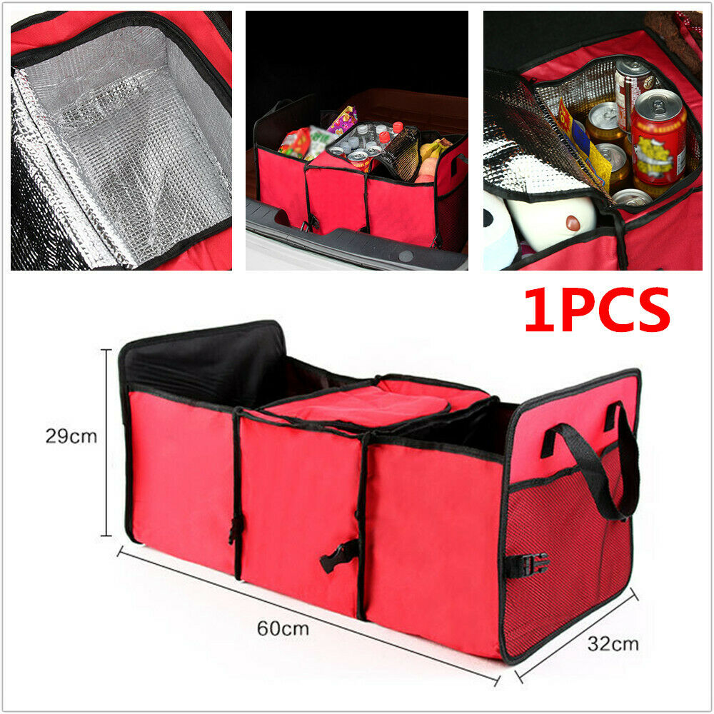 Car SUV Trunk Organizer Foldable Storage Bag Collapsible Cargo Box Portable Red