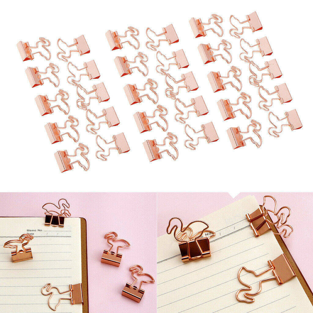30 Pieces/Set CUTE Flamingo Shaped Paper Clips Binder Clips Paper Clamp