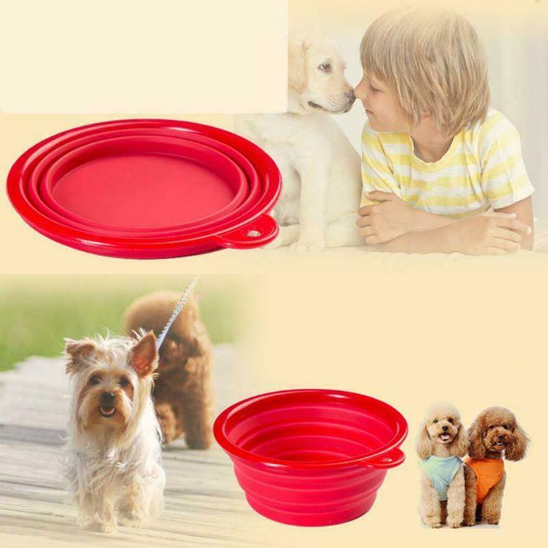 2pcs Silicone Pet Collapsible Folding Bowl with Lid Portable Dog Cat Water Bowls