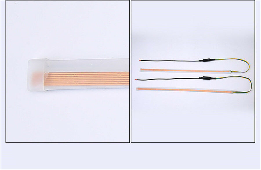 1 Pair Flexible Bendable 30cm White DRL +Amber Flowing Turn Indicator LED Strip