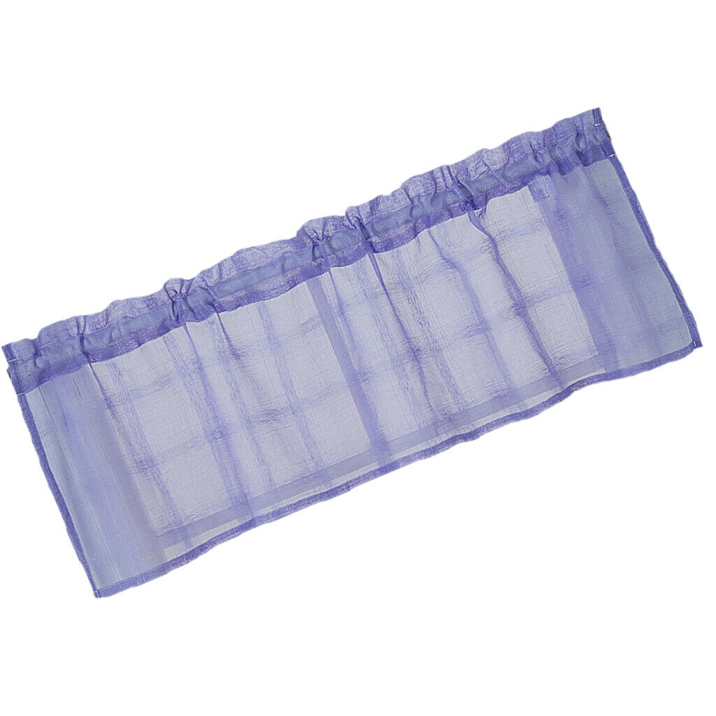 Yarn Rod Pocket Sheer Curtain Valance for Kitchen Bathroom Purple-137x90cm