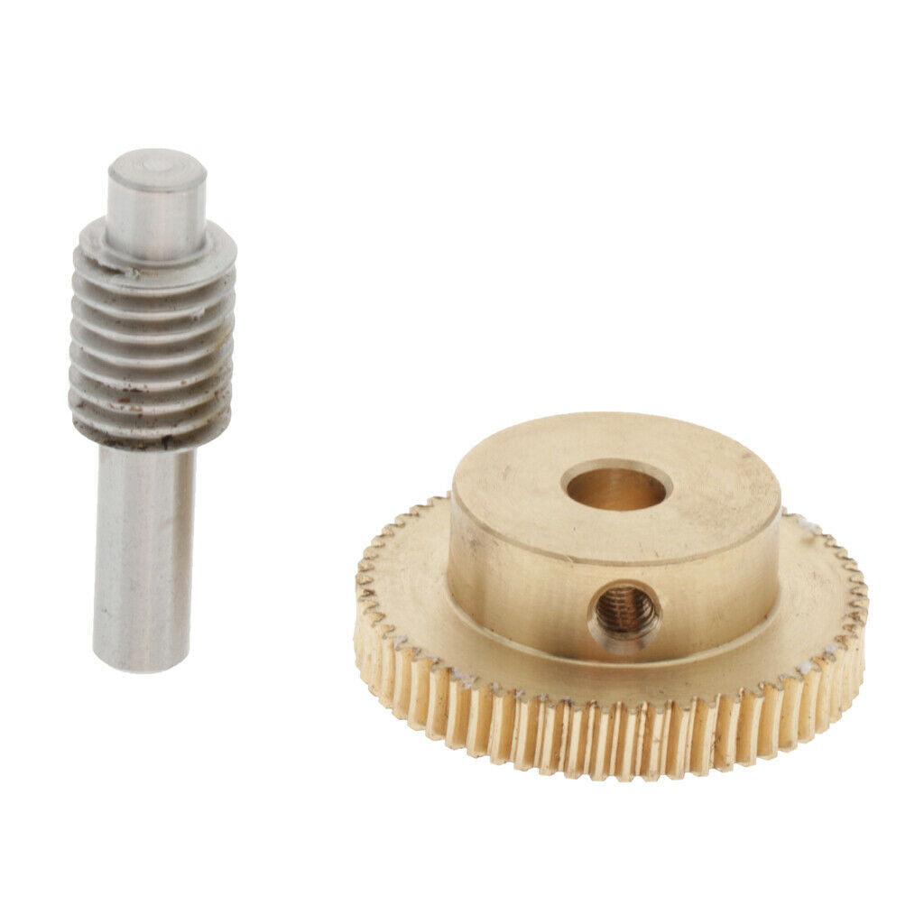 0.5 Modulus Brass Metal Gear Shaft 32mm 60 Teeth Worm Wheel Worm Gear Set