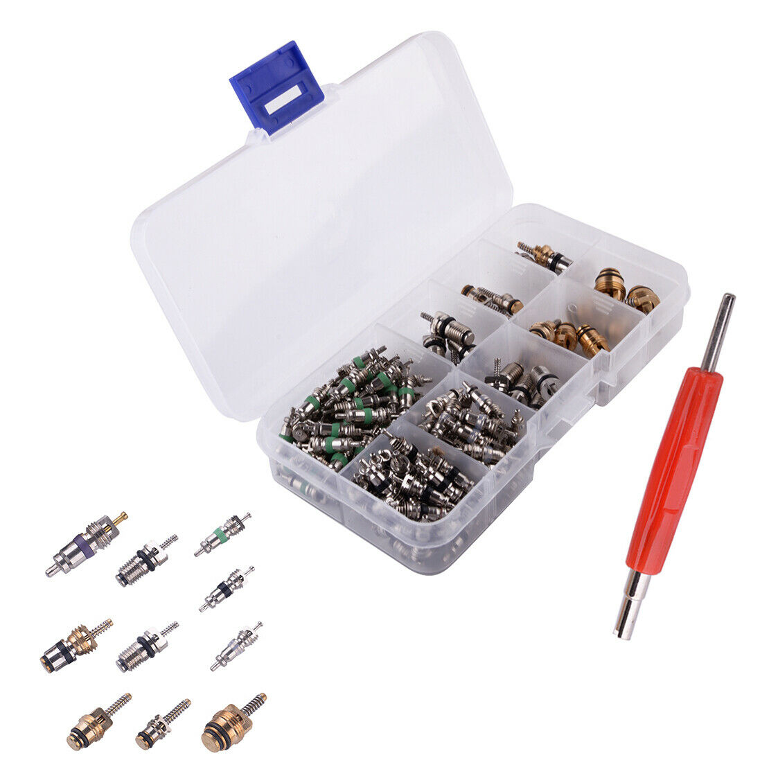 134Pcs Core R134A Car Air Conditioning A/C Cool Valve Assortment Kit Universal