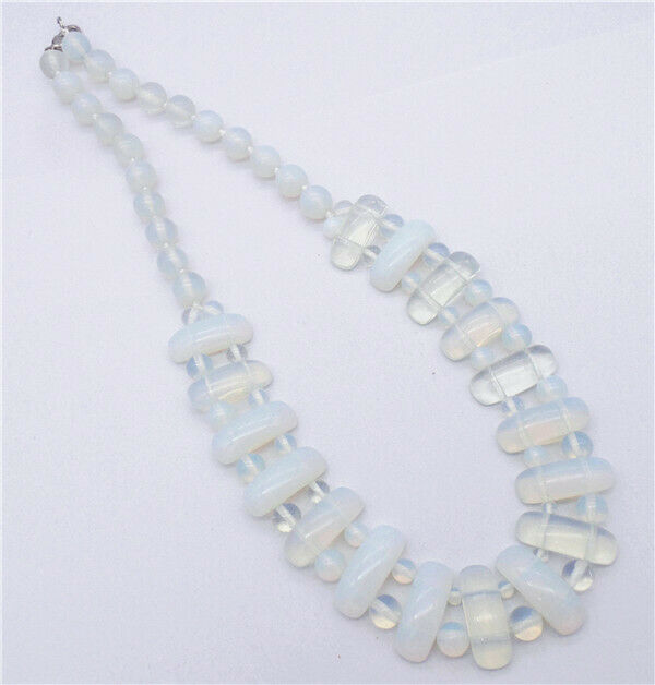 1 Strand 25x10x8mm Women White Opal Handmade Rectangle Beads Necklace HH7357