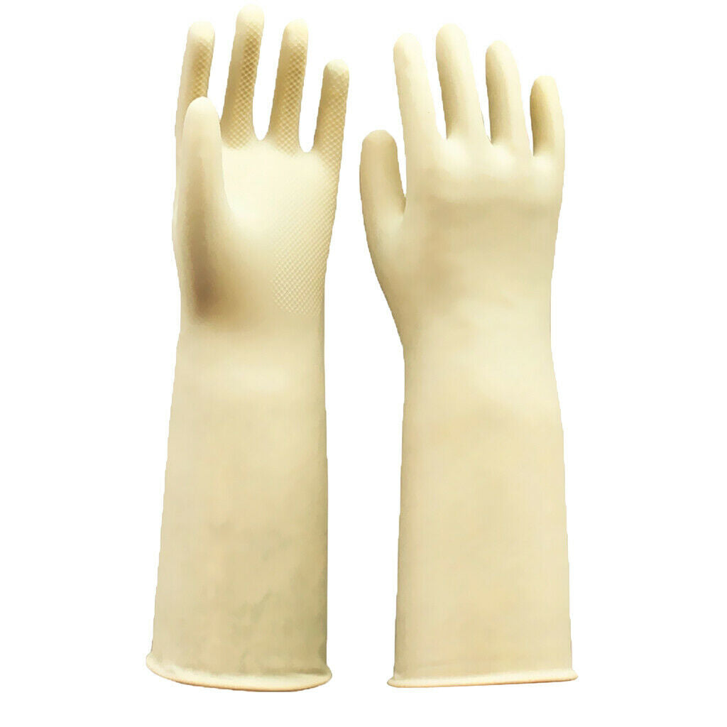 2 Pairs White Latex Gloves Gauntlets Long Sleeve Industrial Rubber 60cm 24