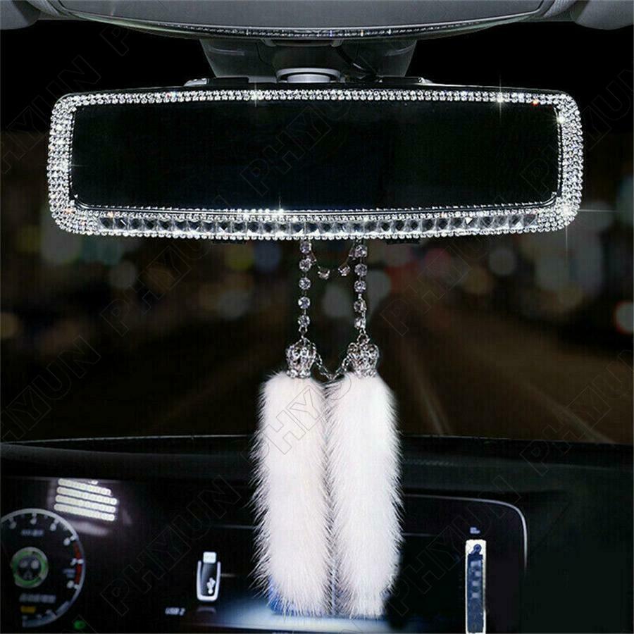 Sedan Car SUV Rearview Mirror Sparkle Diamond Decorative Accessories Universal
