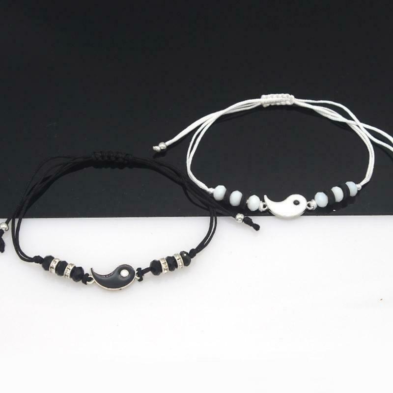 Matching Yin and Yang Bracelet Hand-woven Bracelet Adjustable Rope Bracelet