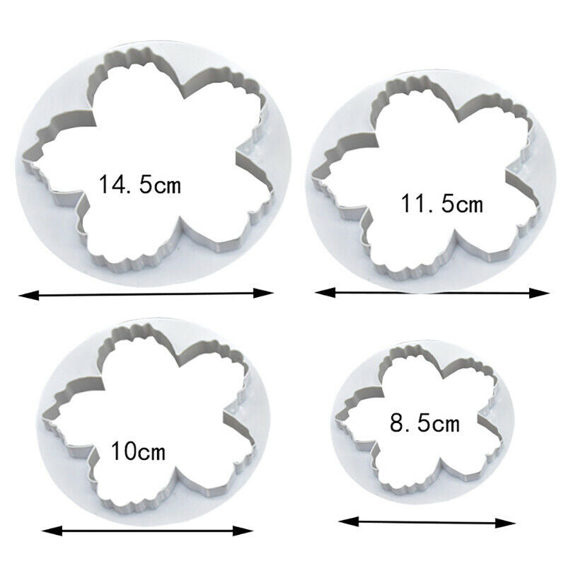 4PCS/set Peony Flower Mould Plastic Cutter Sets Fondant Mold Cake Too.l8