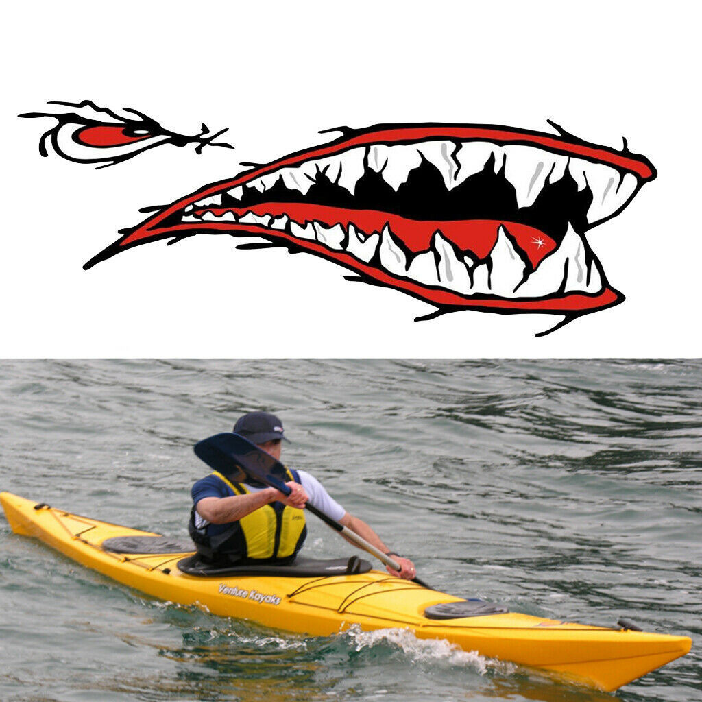 4 Pieces Skeleton Fish Shark Mouth Canoe Kayak Decals Fishing Boat Graphics