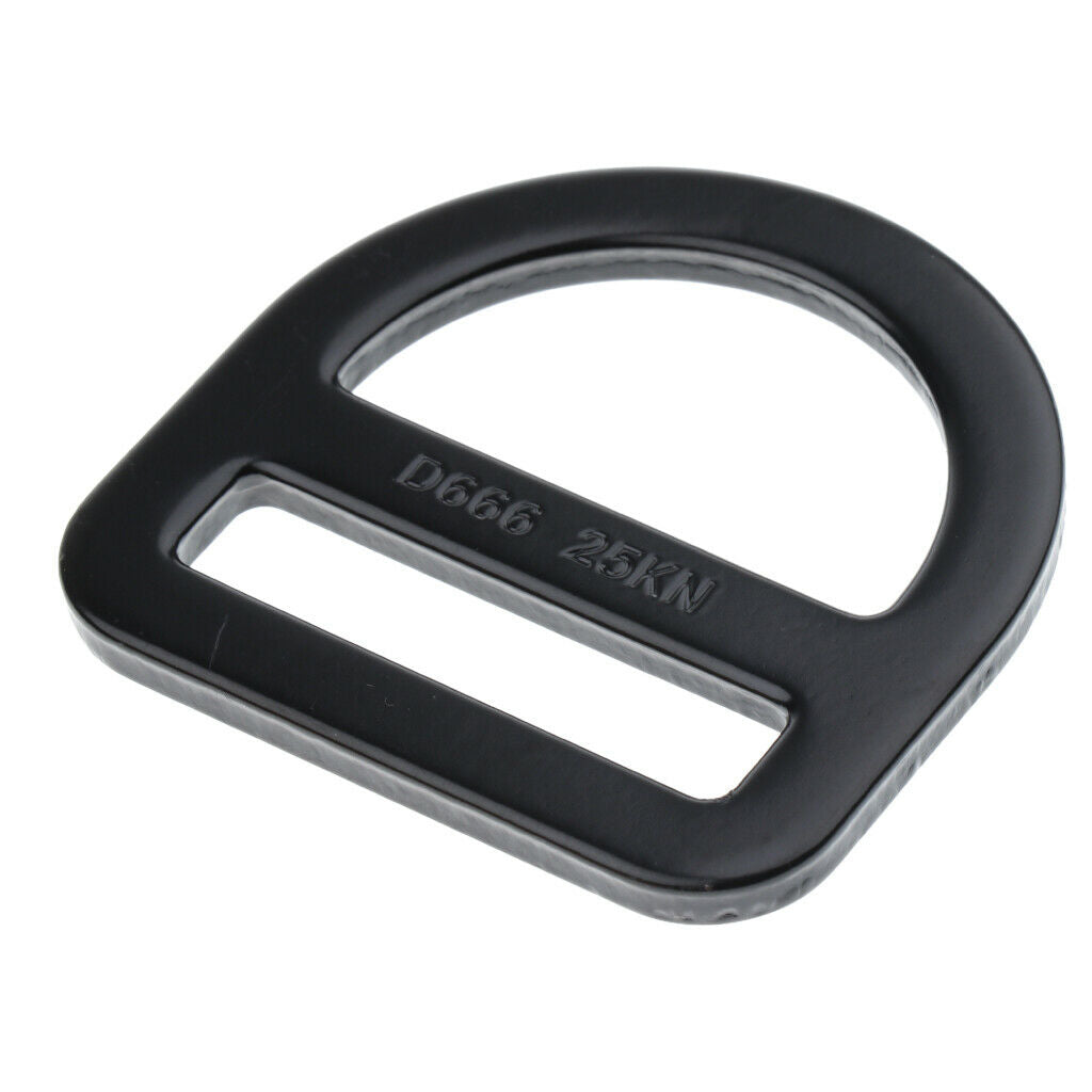 Black Carbon Steel Climbing Harness Seat Belt Buckle Slotted D Ring