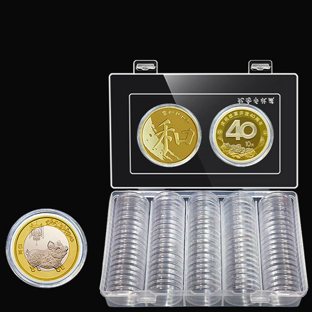 Plastic Capsules Box For Token Coin Holder Protector Container Case Collectibles