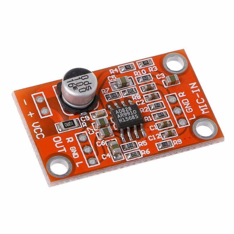 AD828 Stereo Dynamic Microphone Preamplifier Board MIC Preamp Module DC 3.8V-15V